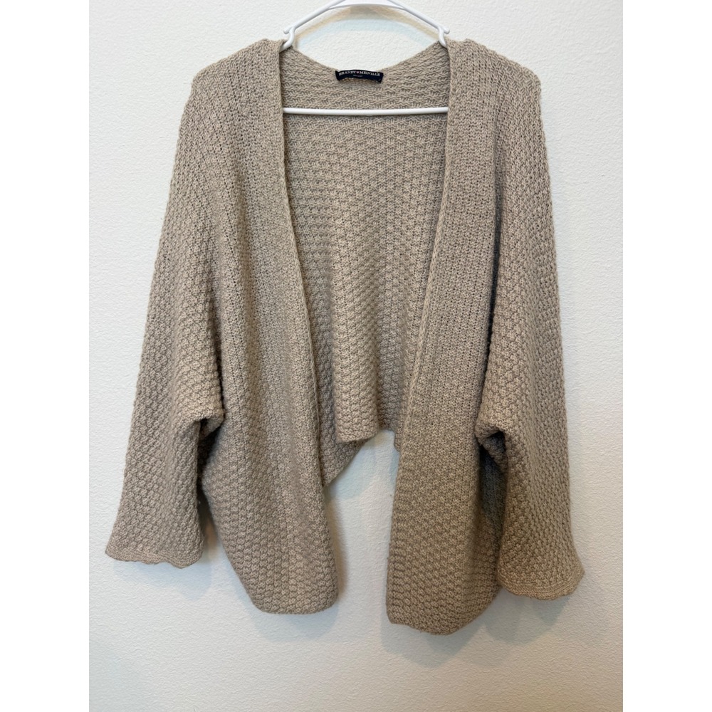Brandy Melville Tan Wool Blend Open Front Cardigan Oversized Knit Italy OS‎